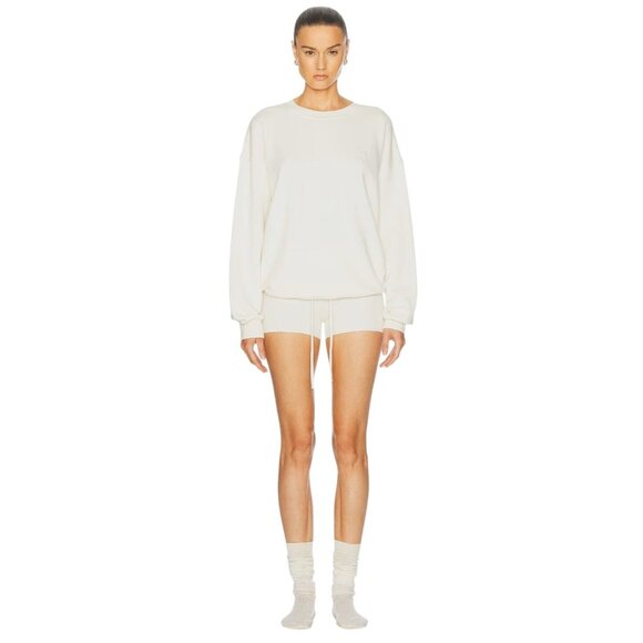 Eterne Oversized Crewneck Sweatshirt in Cream Large New Womens Pullover - Picture 4 of 16